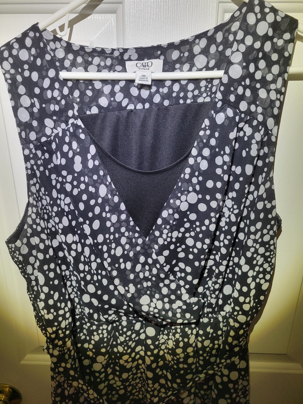 Cato Black and White Polka Dot Wrap-Style Dress